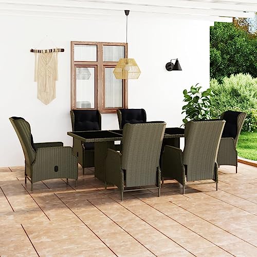 AMBERARD Patio Dining Set Set of 6 Brown Furniture Set