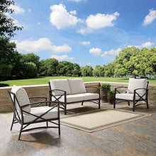 Crosley Furniture Kaplan 3-Piece Outdoor Loveseat Patio Furniture Set Oiled Bronze with Oatmeal Cushions