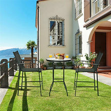 3 PCS Outdoor Patio Bar Table Stool Set Height Tempered Glass Top Suitable for Garden, Patio, Poolside, Backyard and More