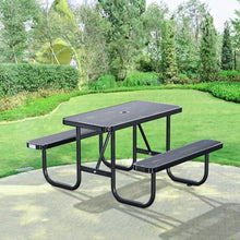 Chantmo Heavy-Duty Park Bench for Outside, Black Powder Coated Steel Outdoor Furniture, Commercial-Grade Weatherproof Outdoor Benches for Park, Patio, Porch & Garden