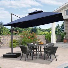 OROTLECT 11' Square Cantilever Umbrella With Base And Umbrella Cover With Zipper,Navy