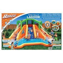 BANZAI Twin Falls Lagoon Inflatable Water Slide Splash Toy Orange