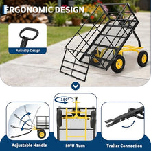 Amenitlif 1500 LBS Steel Garden Cart, Heavy Duty Pullable Garden Wagon with 13" Flat-Free Tires & Adjustable Handle, Outdoor Utility Yard Wagon with Detachable Side Panels, Black