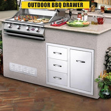 Pisumsativum Kitchen Drawer Combo Cabinet 33''W x 22''H x 22''D, BBQ Stainless Steel Drawers, Enclosed Built-in Drawer, Perfect for BBQ Grill Station Outdoor Kitchen Storage Cabinet