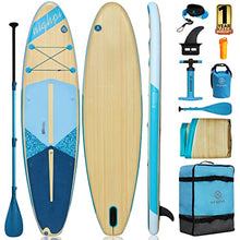 Highpi Inflatable Stand Up Paddle Board 11'x33''x6'' Vertically Center-Folded SUP Blue Wood