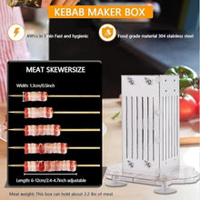 Meat String Skewer Machine Barbecue Kebab Making Box,Grill Maker,with Stainless Steel Skewers,Manual Kitchen Tool,for Outdoor Picnic