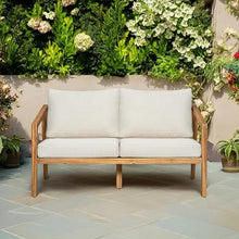 Christopher Knight Home Westin Acacia Wood Patio Loveseat Sofa with Cushion, Outdoor 2-Seater Sofa with Removable Cushions, Patio Furniture Sofa for 2, Teak+Beige