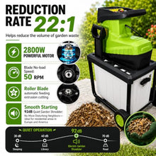 MIAOXIAOLONG 1.8" Electric Wood Chipper, 60L Collection Bin Electric Mulcher Chipper Shredder, Wood Chipper with Max 5000RPM Motor Speed, Easy-Cleanup, for Twigs and Branches