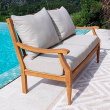 Cambridge Casual Venice Teak Wood Patio Conversation Set of 4 with Beige Cushion, Indonesian Teak Wood, Weather-Resistant Patio Furniture Set with Loveseat, 2 Club Chair, and Coffee Table