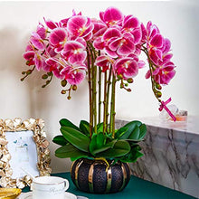 QQWW Artificial Phalaenopsis Orchid Bonsai Faux Flowers with Vase Flowers Arrangement 9 Head PU Bonsai for Home Office Table Decor (Color : White)