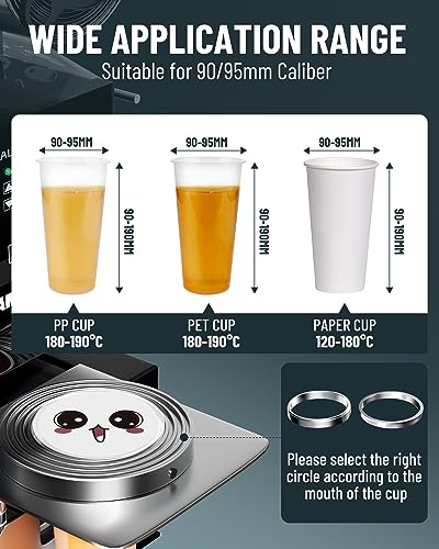 WantJoin Full Automatic Cup Sealing Machine 90/95mm Digital LCD Black