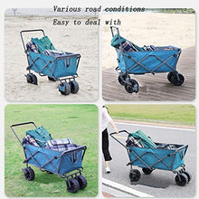 Laundry Trolley Handcart, Garden Trolley, Collapsible Trolley Outdoor Cart Folding Camping Cart with Lining for Camping Garden Beach All Terrain with Rubber Wheels with Brakes/Ligh