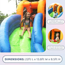 Bounceland Island Water Park Water Slide, 22 ft x 13.8 ft x 8.5 ft, UL Blower Included, Dual Fun Slides, Basketball Hoop, Safe Climbing Wall, Splash Pool, Netted for Safety, Outdoor Fun for Kids