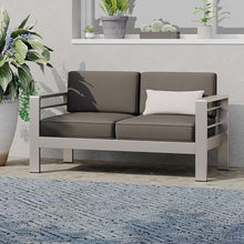 Dancongtea Outdoor Aluminum Loveseat with Weather-Resistant Cushion, Patio Double Seater for Poolside, Garden, Backyard, Grey