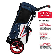 Zero Friction Wheel Pro Push Cart & Stand Bag Navy