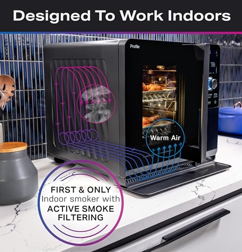 Profile GE Profile™ Smart Indoor Pellet Smoker with Active Smoke Filtration, WiFi Connected, Countertop BBQ Appliance Carbon Black