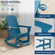 GAOMON 4-in-1 Folding Adirondack Chair Set of 4 HDPE, with Retractable Ottoman & Cup Holder, All-Weather Outdoor Patio Rocking Chairs for Lawn, Porch, Poolside, Navy Blue (4 Pack)