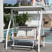 uhyOHF Outdoor Courtyard Porch Swing Rocking Chair Double Hanging Chair Solar Swing Chair can Lie Down Suitable for Garden Balcony (White