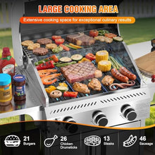 Electactic Propane Gas Grill, 3-Burner 24,000 BTU Stainless Steel BBQ Grill with Foldable Shelf for Outdoor Barbecue and Cooking