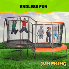 JumpKing 10'x17' Oval Trampoline with Basketball Hoop & Toss Game Black/Orange
