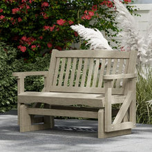 Wildridge Classic Mission Glider, Weathered Wood - Outdoor Weather Resistant Recycled HDPE Glider for Porch, Patio, Deck