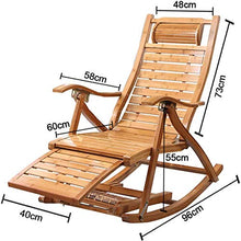 Recliner Rocking Chair Foldable Wooden 5-Gear Adjustable Recliner Chair Bamboo Patio Reclining Zero Gravity Chair with Padded Max. Support 550 lbs