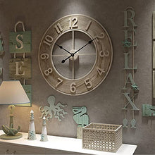 Wall Clock Art Clock Silent Wall Clock, European Farmhouse Vintage Clock, 60cm Non-Ticking Battery Operated Outdoor Garden Wall Clocks for Home Kitchen Cafe Hotel Garden Decor Wall Decor Clock