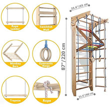 Generic Wooden Sport Ladder Set - Swedish Ladder w/Pull Up Bar, Rope Attachments, Monkey Triangle - Wall Stall Bars (Adjustable Pull Up Bar)