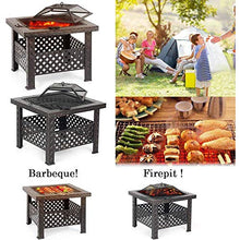 Outdoor Fire Pit with BBQ Grill Shelf Metal Garden Fireplace Patio Firepit Stove Brazier Outdoor Fireplace BBQ Grill Poker,Outdoor Fire Pits