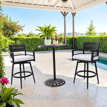 Modern Outdoor 2-Piece Swivel Bar Chairs – Aluminum Frame with Ember Black, 360° Swivel, Ergonomic Backrest & Armrests, Tapered Legs, Cushion, Weather-Resistant & Durable Patio Bar Stool