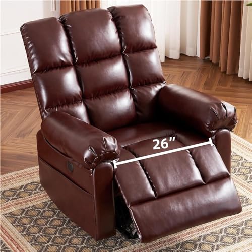 KTYUERGHK Oversized Faux Leather Power Lift Recliner with Massage Heat