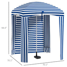 OROTLECT 5.9'x5.9' Ruffled Beach Umbrella Cover - Blue & White, Portable, Shade, Vents, Sandbags, Convenient Carry Bag With Movable Wall Options White Stripe, 5.9'x5.9', Case