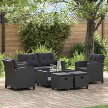HKTMGDNG 6-Piece Garden Sofa Set Black Rattan Outdoor Sectional