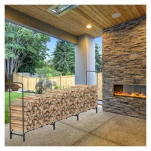 EliteBloom Heavy Duty Adjustable Metal Firewood Rack for Outdoor Use 12ft Length Sturdy Log Holder and Wood Stacker for Firewood Storage and Organization,