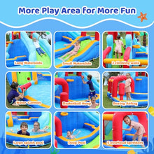 ELEMARA Inflatable Water Slide Bounce House, 10 in 1 Inflatable Water Park with Blower, 2 Slides & 2 Climbing Walls & 2 Water Guns, Deep Pool Giant Splash Pool, Water Slides for Kids Backyard for 6