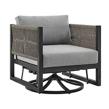 Seeheool Mareike Outdoor Patio Swivel Glider Lounge Chair in Black Aluminum with Gray Cushions