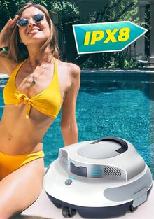 KANGJIEM Automatic Pool Cleaner, Powerful Robotic Pool Vacuum with 2 Motors, Wall Climbing,100 Mins Running Time for Above-Ground Pools up