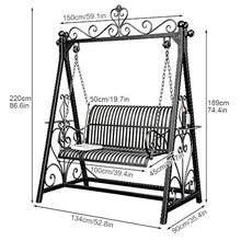 Double Patio Porch Swing, Wrought Iron Hammock Chair with Stand(Pink)