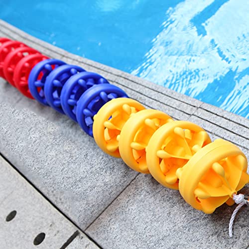 Pool Rope Floats to Divide Pool, 3 6 10 15 19 20 33 Ft In Above Ground Pool Safety Rope with Buoys Bright Red White Blue Yellow, Watershed Float Kit with Nylon Rope/cord(Yellow blue red,9m (29.5ft))