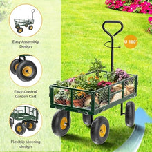 Heavy Duty Garden Cart Mesh Utility Wheelbarrow Garden Dump Cart with Removable Sides, for Lawn Camping Farm