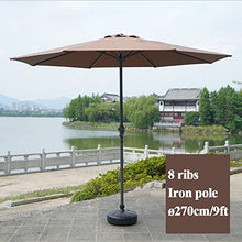 ARGENTFLUX 270cm/9ft Octagonal Iron Patio Table Umbrella, Outdoor Market Umbrella with Crank, 8 Ribs, Sun Shade Parasol(Khaki)