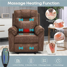 KTYUERGHK Wall Hugger Brown Power Recliner Chair with Massage & Heat