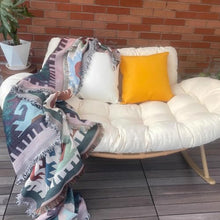 Apk i bc Double Casual Sofa Chair, Modern Outdoor Rocking Chair, Hand-Woven, Safe and Sturdy, Suitable for Garden, Load Capacity 300KG(Yellow,152 * 98 * 72)