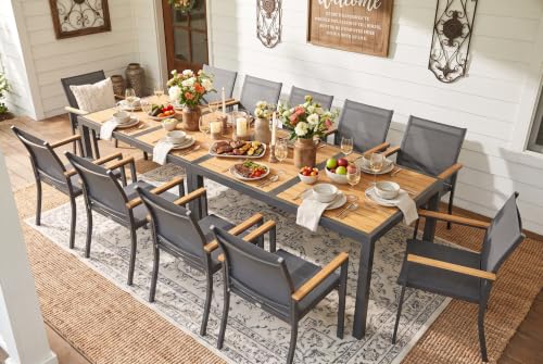 14-Pieces Aluminum Patio Table and Chairs Set with HDPS Tabletop for Patio