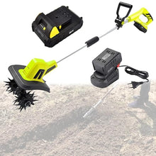 Electric Garden Rotavator - 25cm Working Width, 22cm Working Depth, 2×12 Ah Battery Powered Cordless Tiller Soil Cultivator - Tiller with Switch