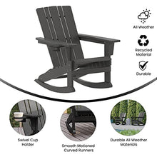 Taylor & Logan Hedley Adirondack Rocking Chair with Cup Holder, Weather Resistant HDPE Adirondack Rocking Chair in Gray, Set of 2