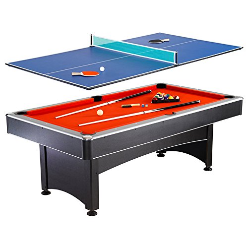 Hathaway Maverick 7-foot Pool and Table Tennis Multi Game Black with Red Felt