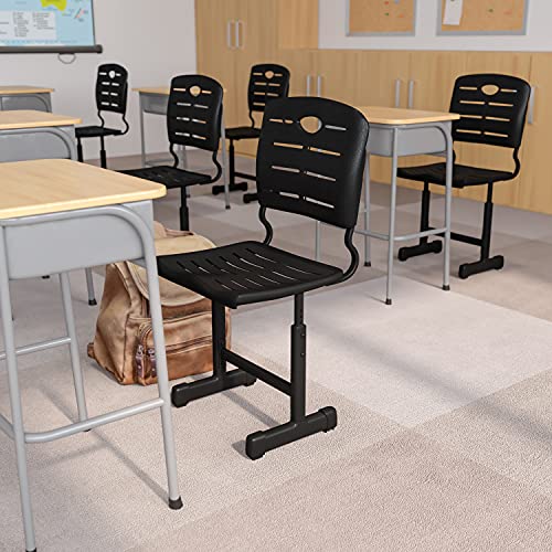 Flash Furniture Nila Adjustable Height Student Chair Set of 12 Black