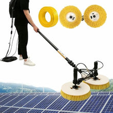 Electric Solar Panel Cleaning Kit, 7.5m Adjustable Telescopic Pole, 65cm Dual Head Brush for Solar Arrays/Roofs/Windows, Includes Water Hose & Power Cord