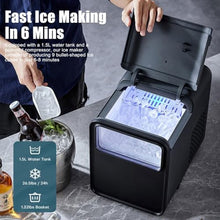 Countertop Ice Maker, Portable Ice Machine Self-Cleaning,9 Cubes in 6 Mins, 26.5lbs/24Hrs, 2 Sizes of Bullet Ice, for Home Kitchen Party Camping RV
